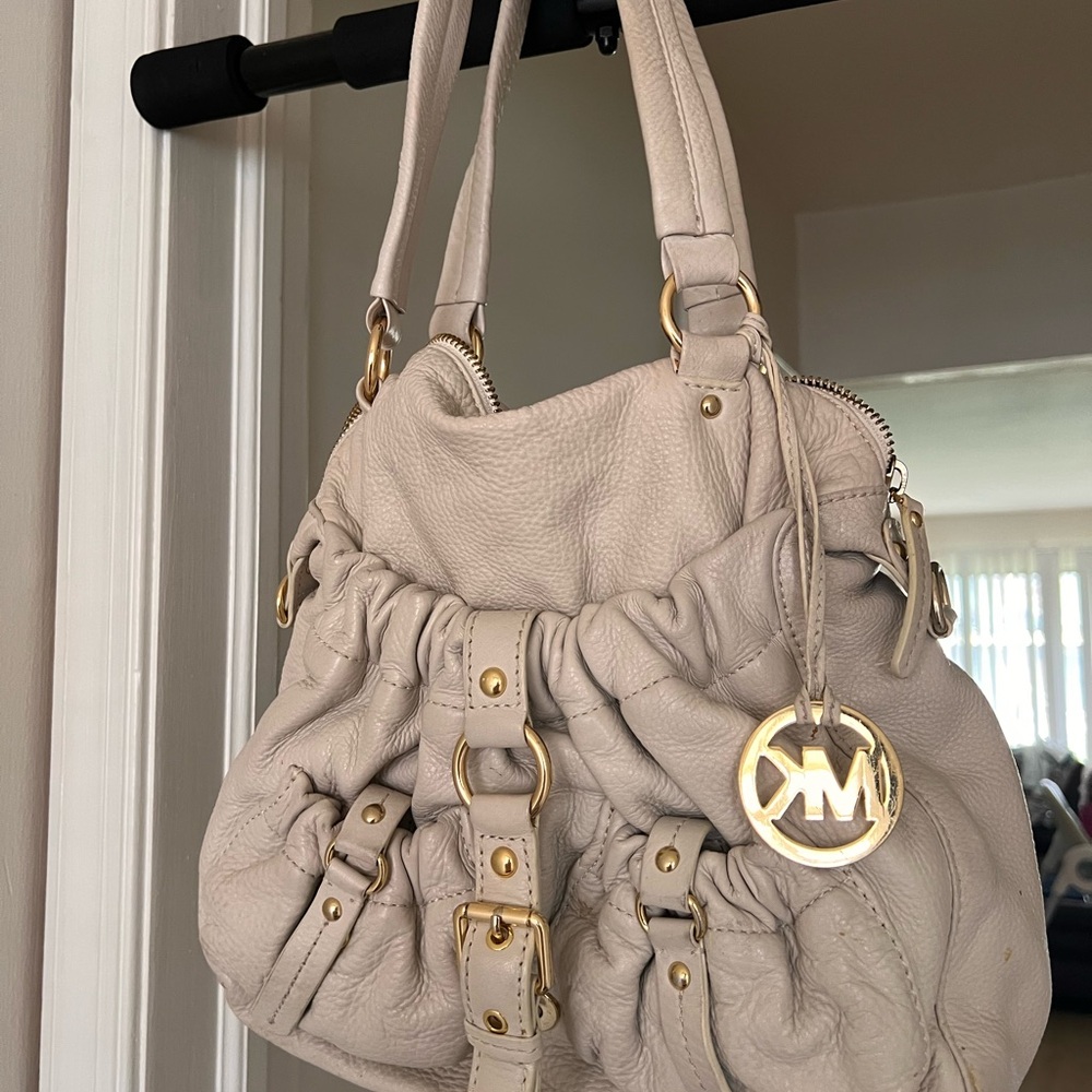 Michael Kors Cream Leather Shoulder Bag